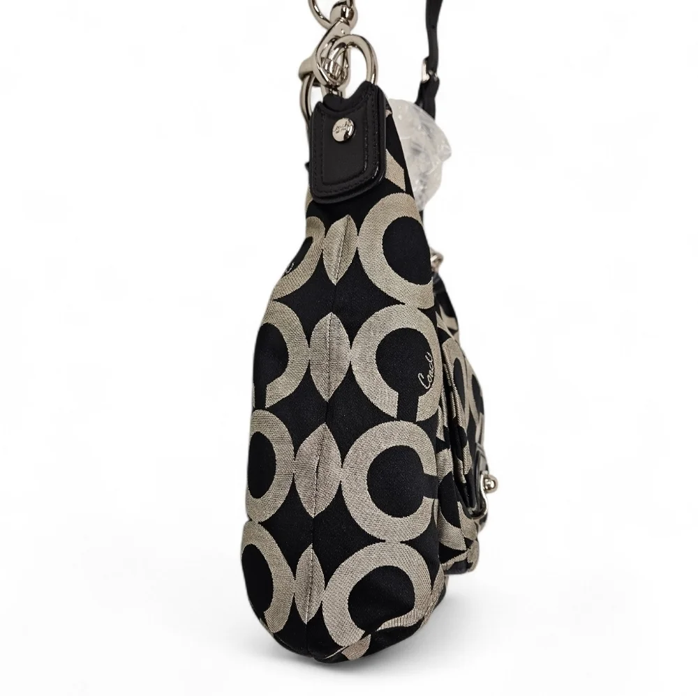Coach Kristen Op Art Hobo Bag In Black And Gray Sateen From 2008